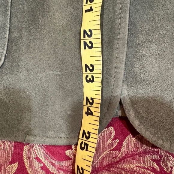 EDDIE BAUER Suede Leather Lined Jacket Blazer Coat Green Women's Large - Picture 15 of 16